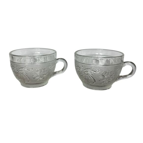 Vintage Indiana Glass / Tiara, Coffee Cup punch glass, Sandwich Clear Set of 2 - Picture 1 of 7